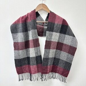 Unbranded‎ Plaid Wool Tassel Scarf 11.5" x 66"
